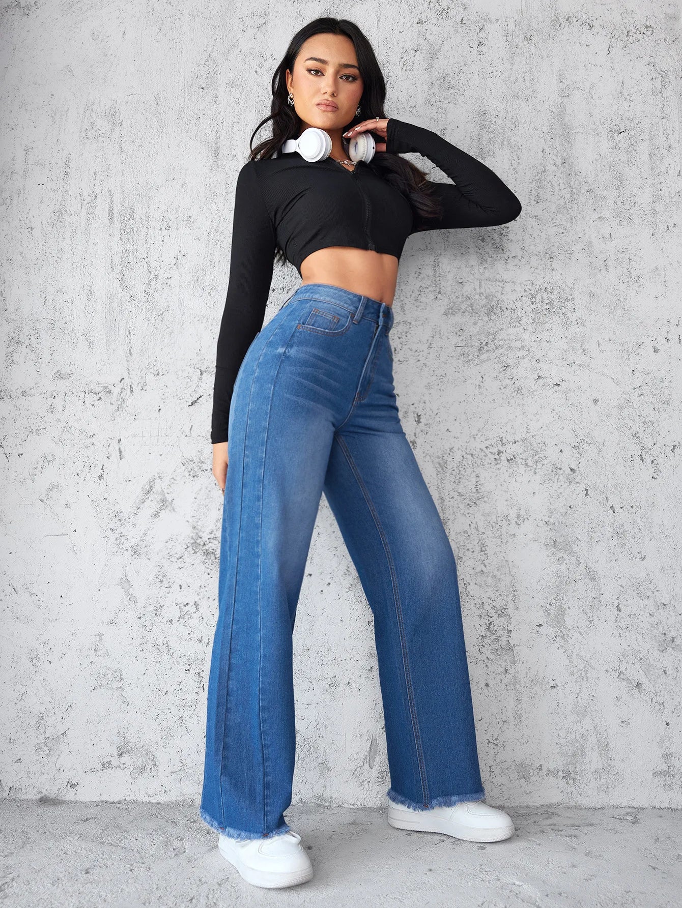 Bella Wide Leg Cotton Denim Pants