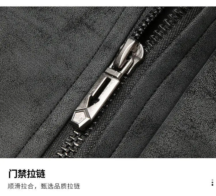 Trend Baseball Collar Leather Jacket for Men's High End Suede Casual Short Coat Social Business Motorcycle Jacket Streetwear