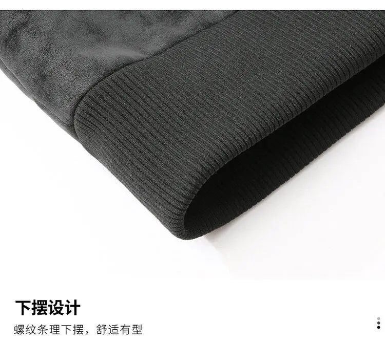 Trend Baseball Collar Leather Jacket for Men's High End Suede Casual Short Coat Social Business Motorcycle Jacket Streetwear