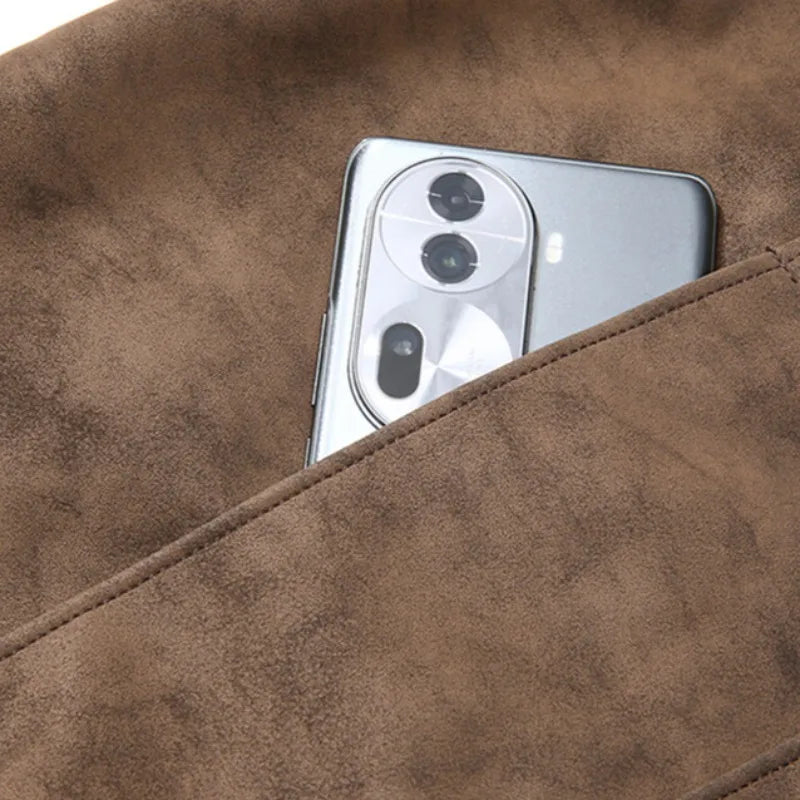 Trend Baseball Collar Leather Jacket for Men's High End Suede Casual Short Coat Social Business Motorcycle Jacket Streetwear