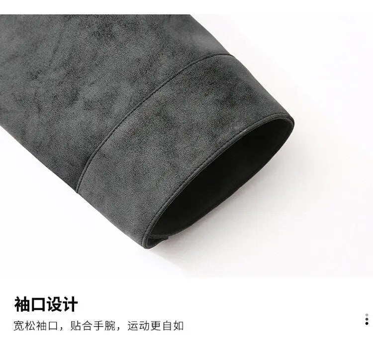 Trend Baseball Collar Leather Jacket for Men's High End Suede Casual Short Coat Social Business Motorcycle Jacket Streetwear