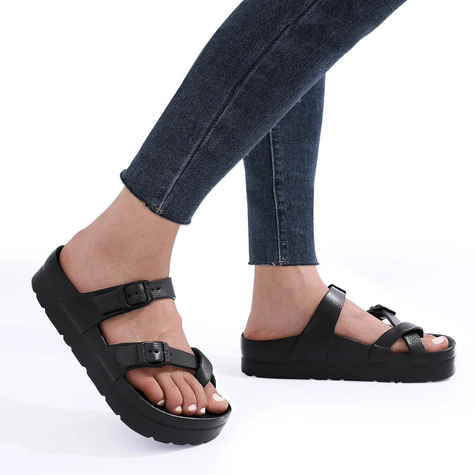 Crestar Women Platform Sandals Fashion EVA Insole Clogs with Arch Support Adjustable Buckle Slippers Outdoors Non-slip Sandals